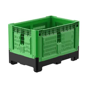 Smartbox foldable container with 4 legs, perforated sides, 1200x800x800/293mm