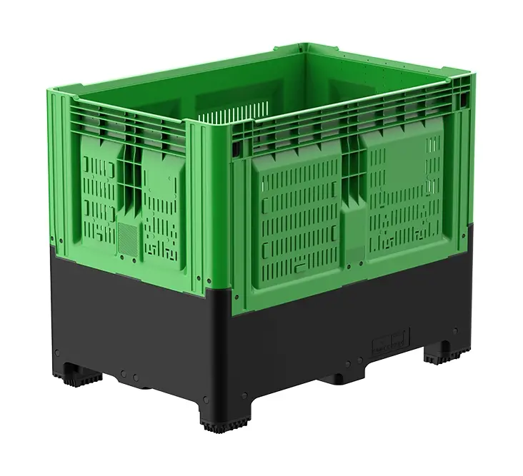 Smartbox foldable container with 4 legs, perforated sides, 1200x800x973/465 mm