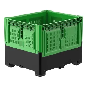 Smartbox foldable container with 4 legs, perforated sides, 1200x1000x973/465 mm