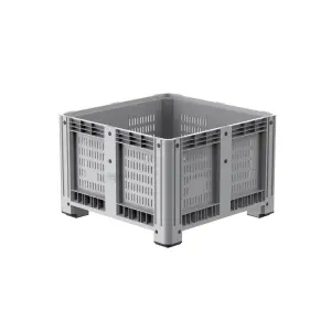 Rigid container with 4 legs, 1130x1130x760 mm, perforated sides and bottom