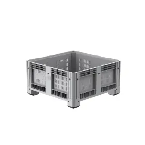 Rigid container with 4 legs, 1130x1130x580 mm, perforated sides and bottom