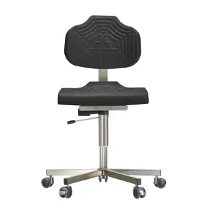 Werksitz 1420 GF Classic chair with five-pointed star base, stainless steel frame