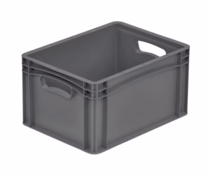 Basicline ECO crate, 400x300x220 mm, closed sides, with 1 short side open