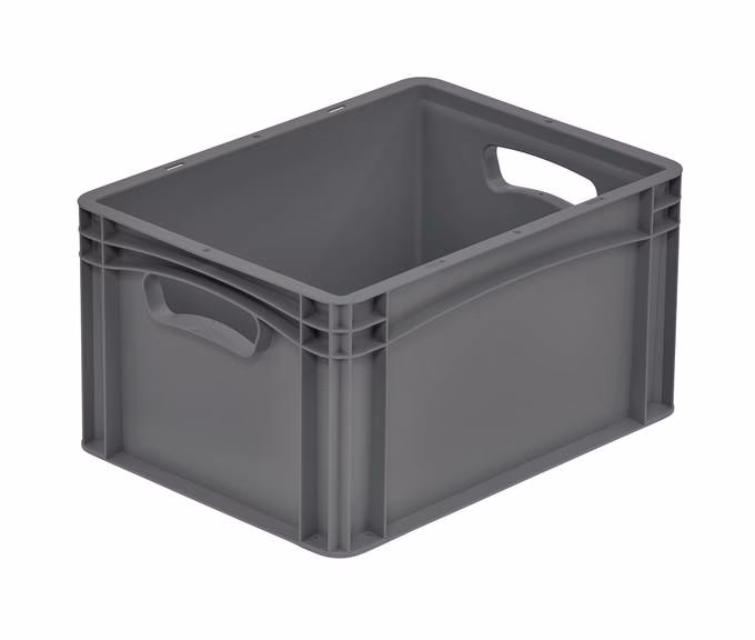 Basicline ECO crate, 400x300x220 mm, closed sides, with 1 short side open