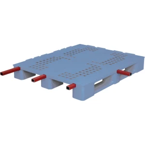 Többutas raklap fémrúd megerősítéssel, 1200x1000x155 mm, 3 csúszótalpas, peremmel, szürke