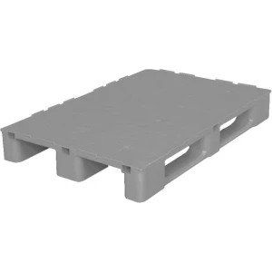 Multi-way pallet, closed deck, 1200x800x153 mm, 3 sliding feet, with rim, grey