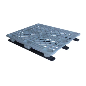 Light pallet, 1200x1000x130 mm, 9 feet, with 3 skids, grey