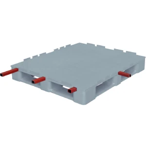 Többutas raklap 1 db fémrúd megerősítéssel, 1200x1000x155 mm, 3 csúszótalpas, peremmel, szürke