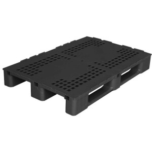 Multi-way ESD pallet, 1200x800x153 mm, 3 runners, with rim, black