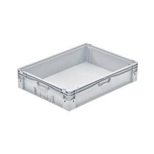 Basicline Plus storage crate, 800x600x175 mm, closed sides, closed handgrips