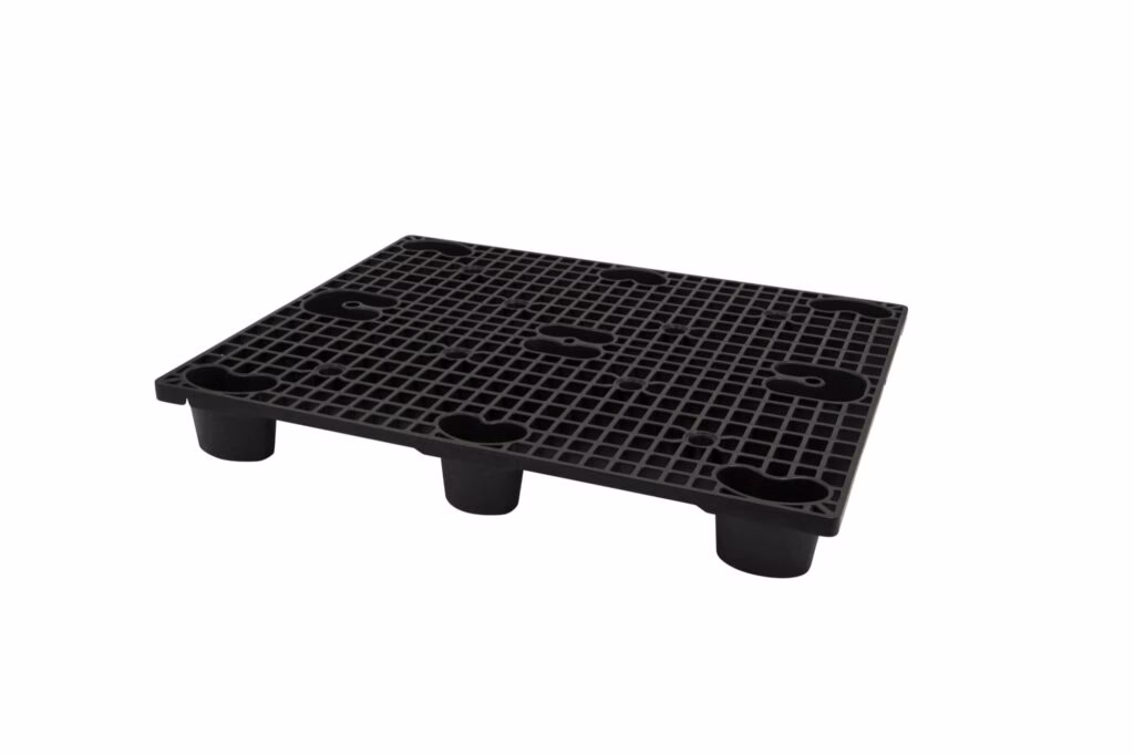 Multi-way pallet, 1200x1000x145 mm, 9 feet, with rim