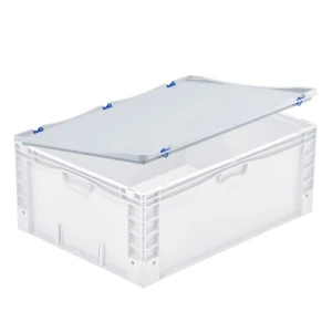 Basicline Plus crate hinged lid without lock, 800x600 mm, grey
