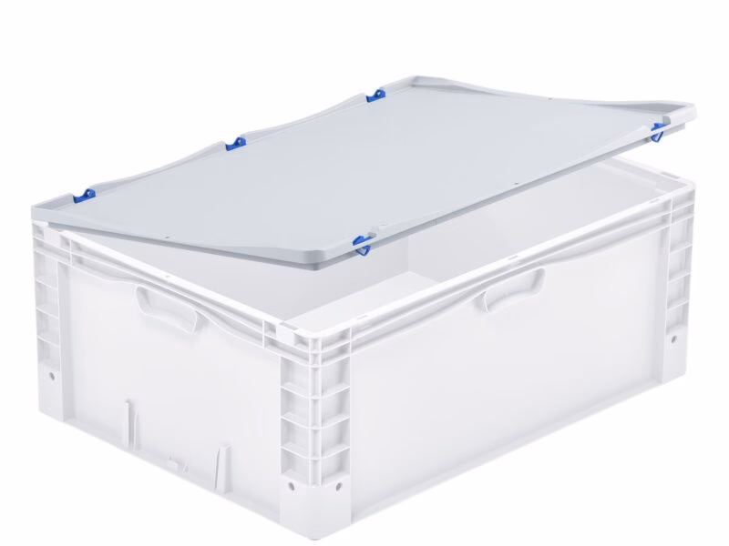 Basicline Plus crate hinged lid without lock, 800x600 mm, grey
