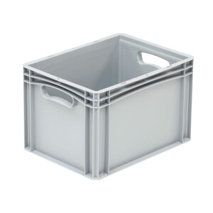 Basicline storage box, 400x300x270 mm, closed sides, open handgrips