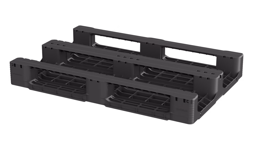 Medium lightened pallet, 1200x800x145 mm, 3 runners, with rim - Image 2
