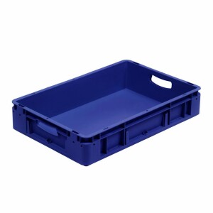 Silverline storage crate, 600x400x120 mm, closed walls, open handgrips, blue