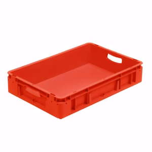 Silverline storage crate, 600x400x120 mm, closed walls, open handgrips, red