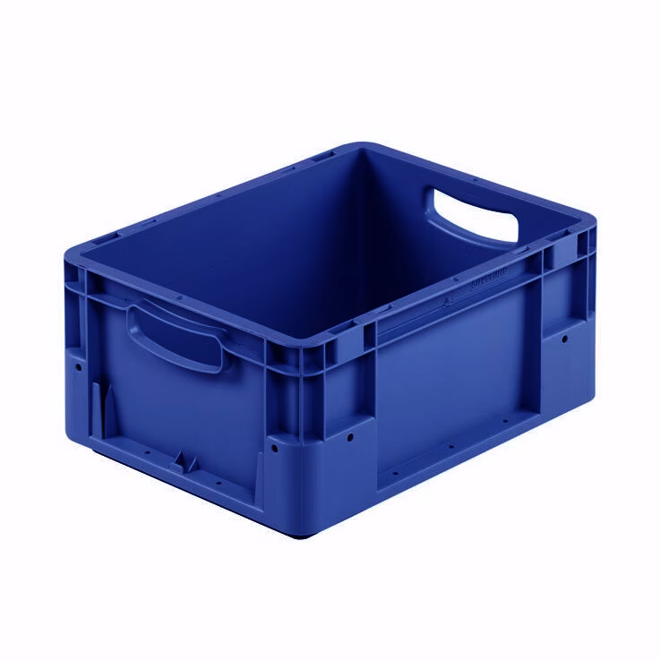 Silverline storage box, 400x300x180 mm, closed sides, open handgrips, blue