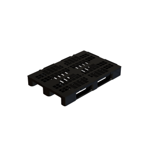 Medium anthracite pallet, 1200x800x148 mm, 3 sliding feet, grid surface, with rim