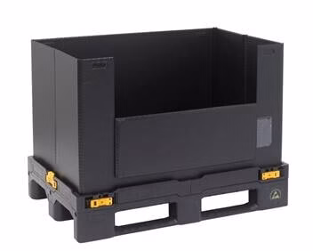 ESD folding container with sleeve, 1200x800x893/305 mm, with door on 1 long side - Image 2